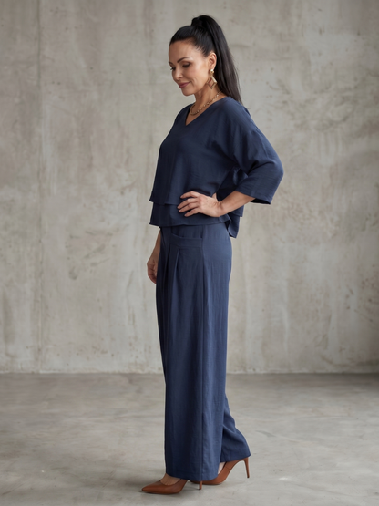 Gloria | Layered Top & Wide-Leg Pants Set