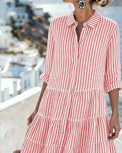 Vivian | The Breezy Striped Shirt Dress