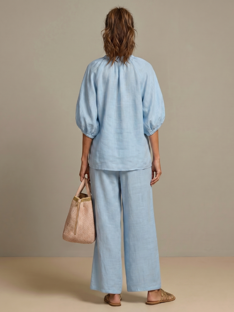 Beverly | Zip-Up Blouson Top & Wide-Leg Pants
