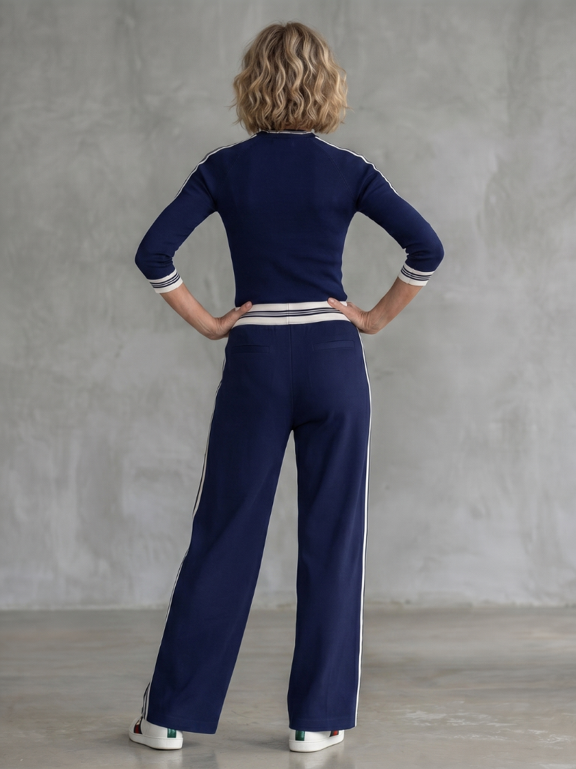 Judith | Fitted Long Sleeve Top & Wide-Leg Pants Set