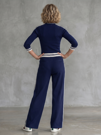 Judith | Fitted Long Sleeve Top & Wide-Leg Pants Set