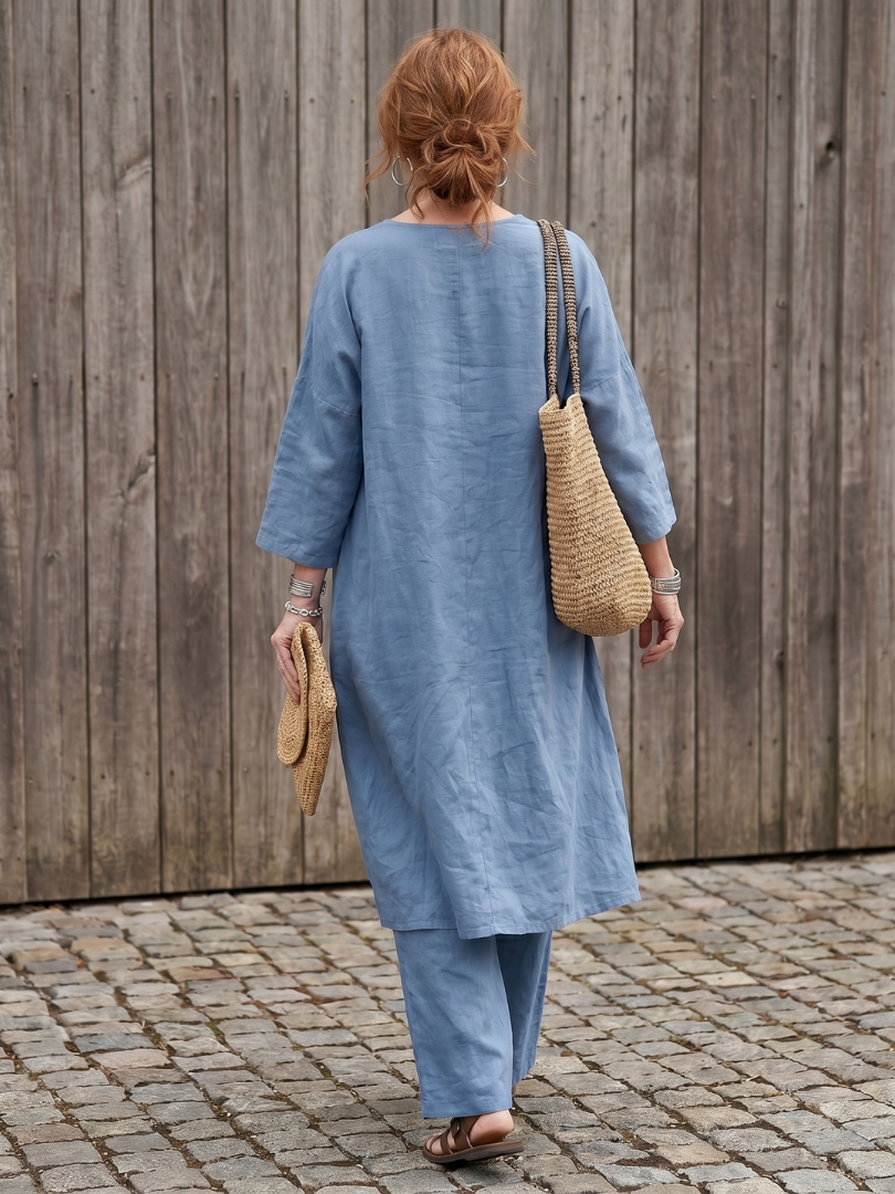 Phyllis | Long Tunic Top & Wide-Leg Pants Set