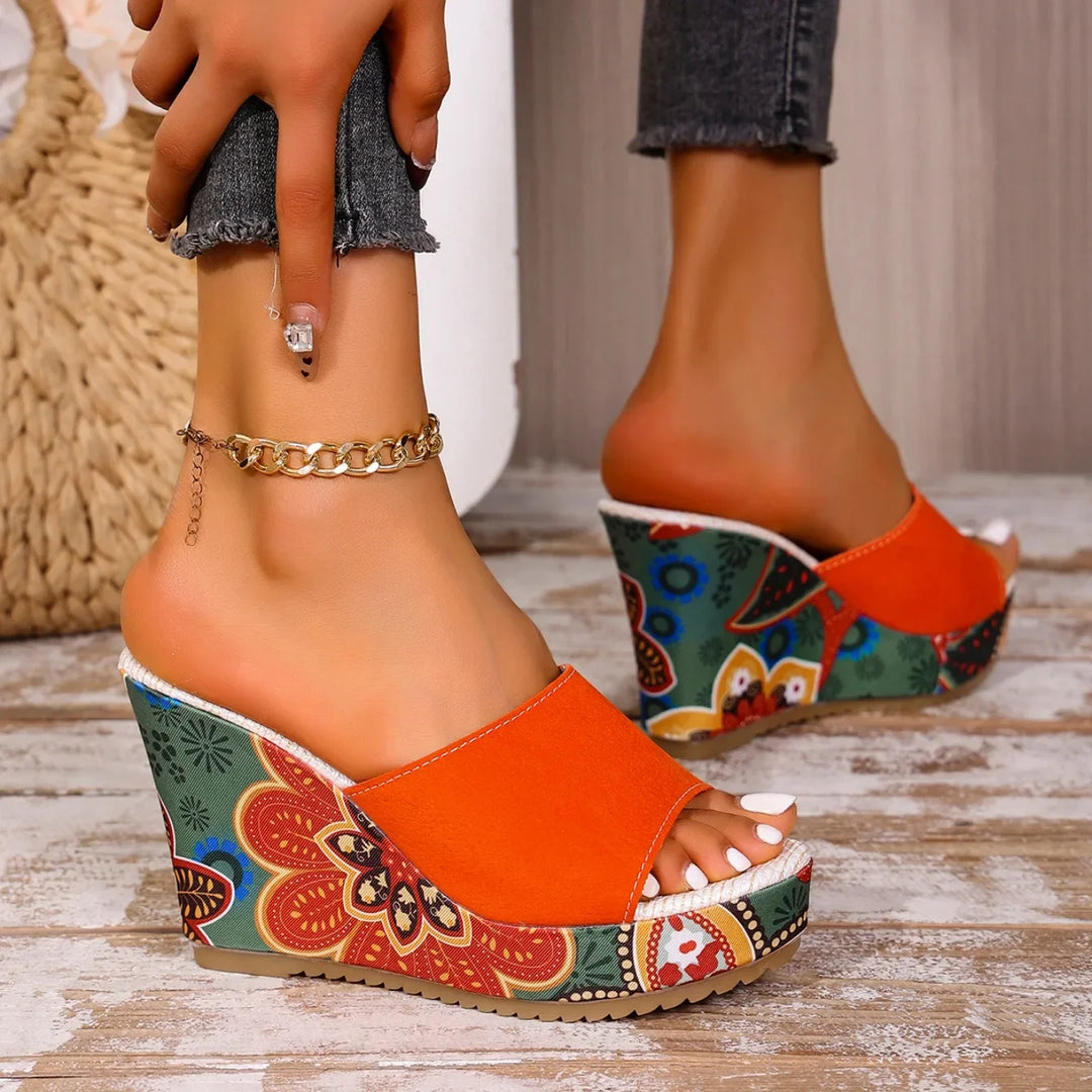 Laerke  | Floral Print Wedge Sandal