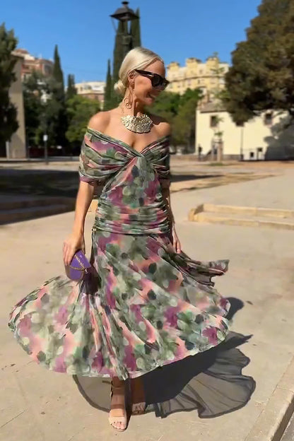 Henrietta | Elegant V-Neck Fantasy Floral Maxi Dress