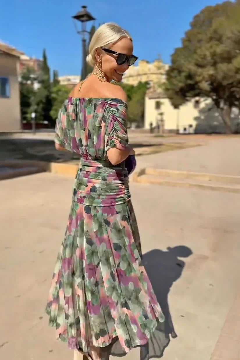 Henrietta | Elegant V-Neck Fantasy Floral Maxi Dress