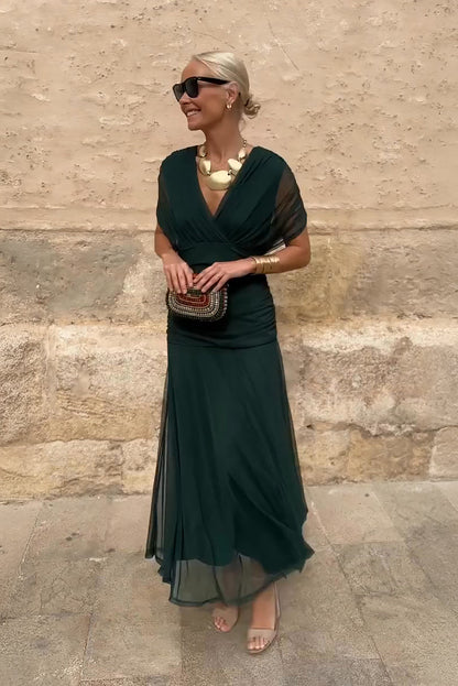 Henrietta | Elegant V-Neck Fantasy Floral Maxi Dress