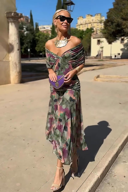 Henrietta | Elegant V-Neck Fantasy Floral Maxi Dress