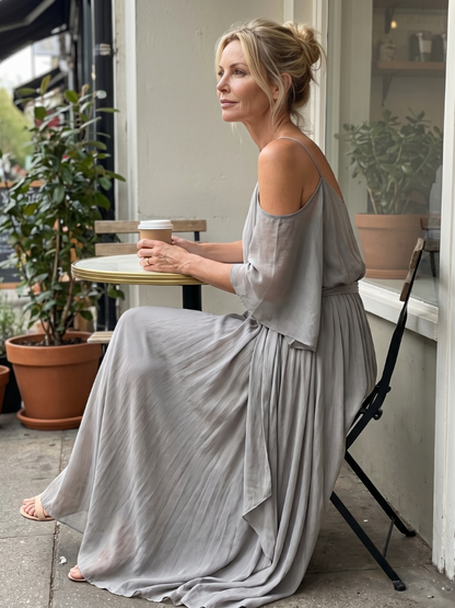 Virginia | Drape Off-Shoulder Top & Wide-Leg Pants