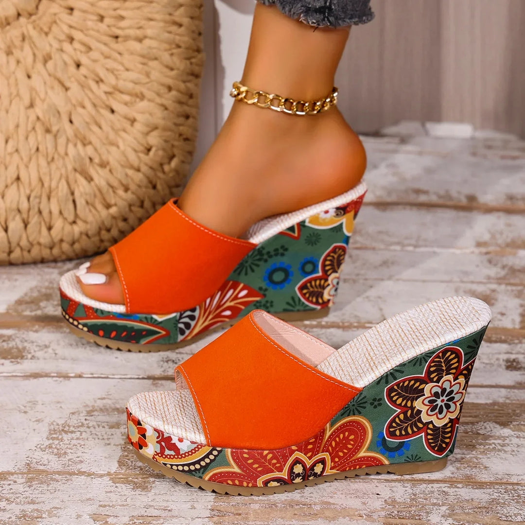 Laerke  | Floral Print Wedge Sandal