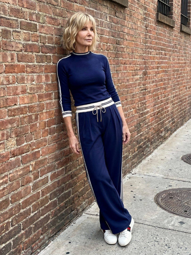 Judith | Fitted Long Sleeve Top & Wide-Leg Pants Set