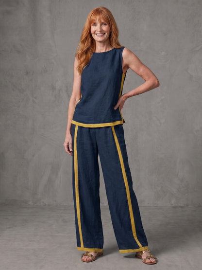 Diane | Sleeveless Contrast Wide-Leg Pants Set