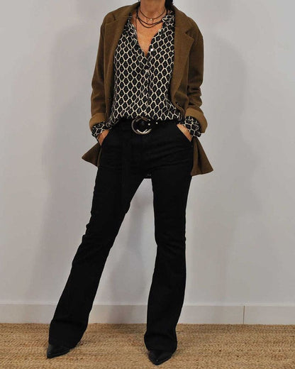 ELVIRA™ | Geometric V-Neck Blouse