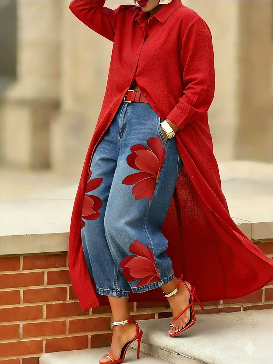 Sophia | Elegant Floral Wide-Leg Pants