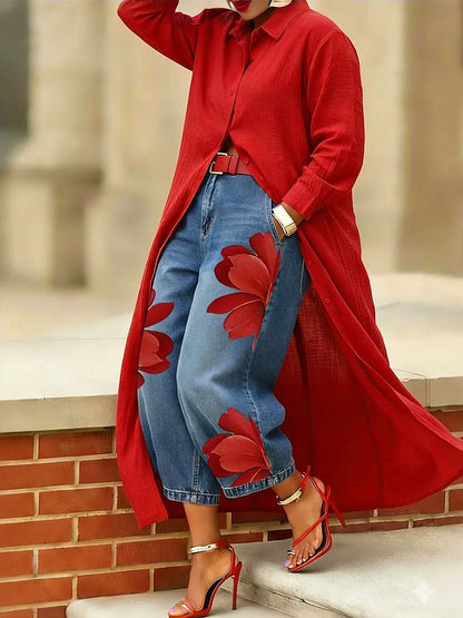 Sophia | Elegant Floral Wide-Leg Pants