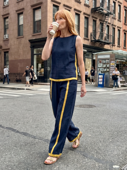Diane | Sleeveless Contrast Wide-Leg Pants Set