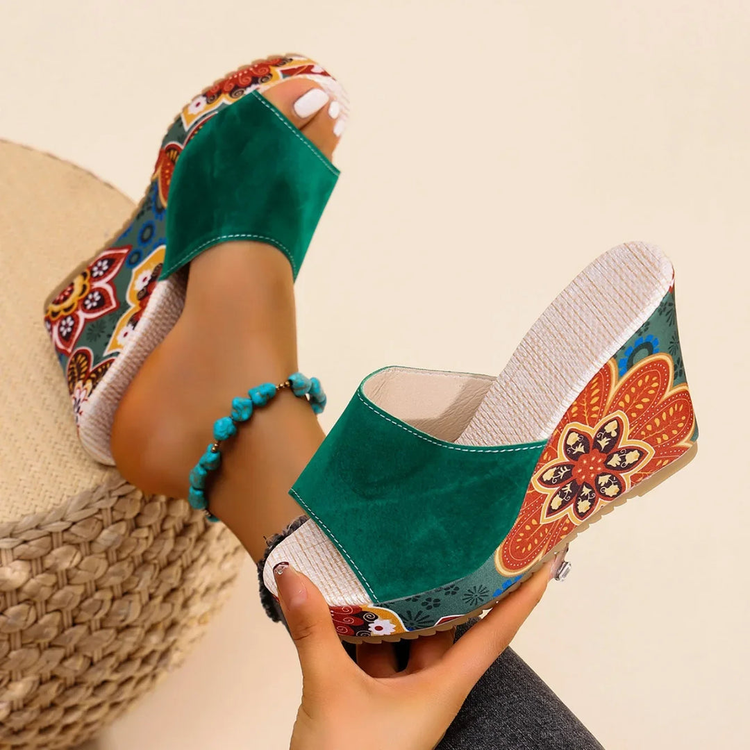 Laerke  | Floral Print Wedge Sandal