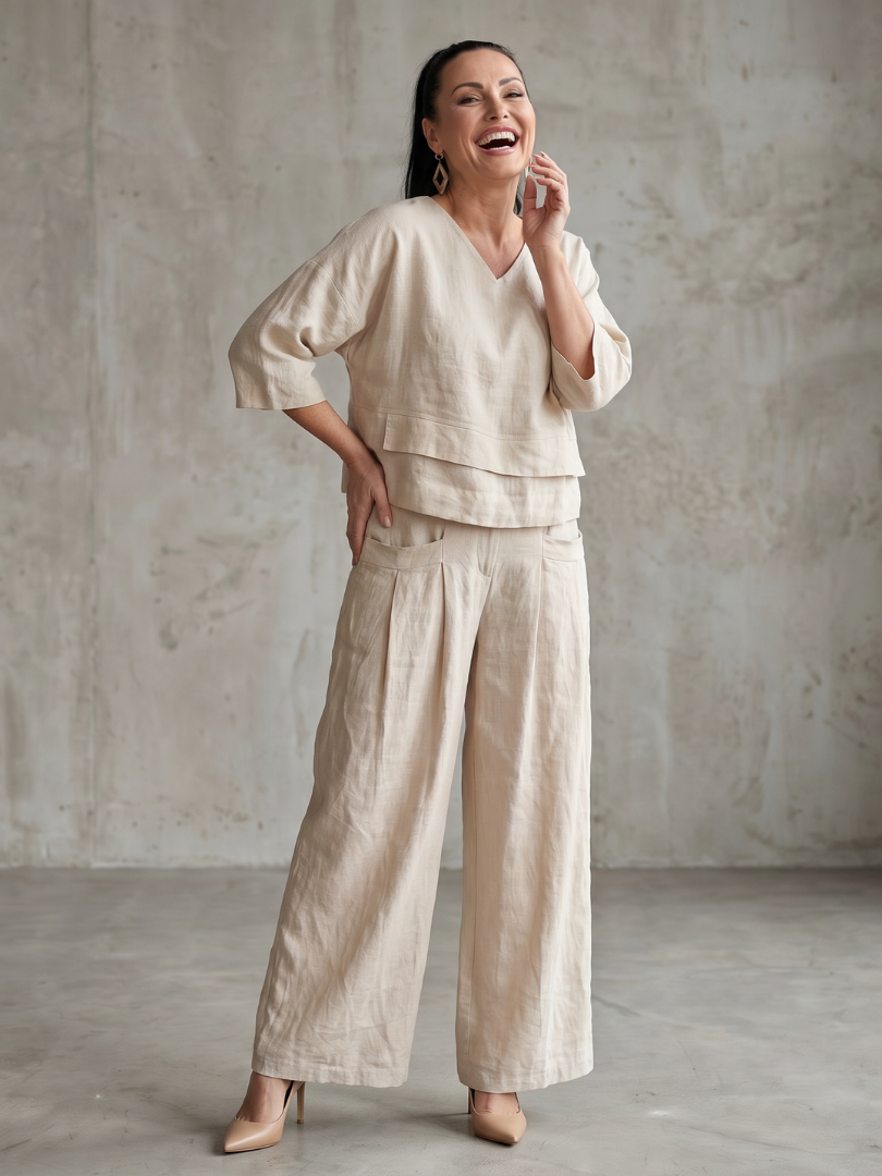 Gloria | Layered Top & Wide-Leg Pants Set