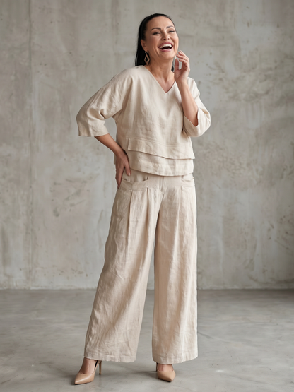 Gloria | Layered Top & Wide-Leg Pants Set