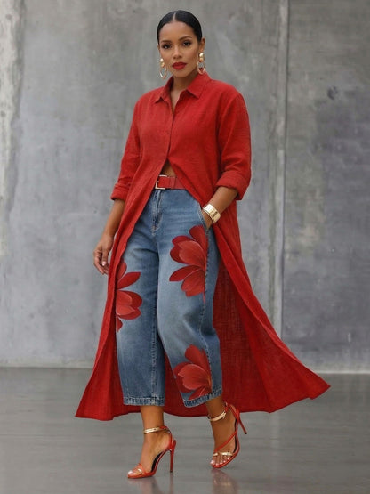 Sophia | Elegant Floral Wide-Leg Pants
