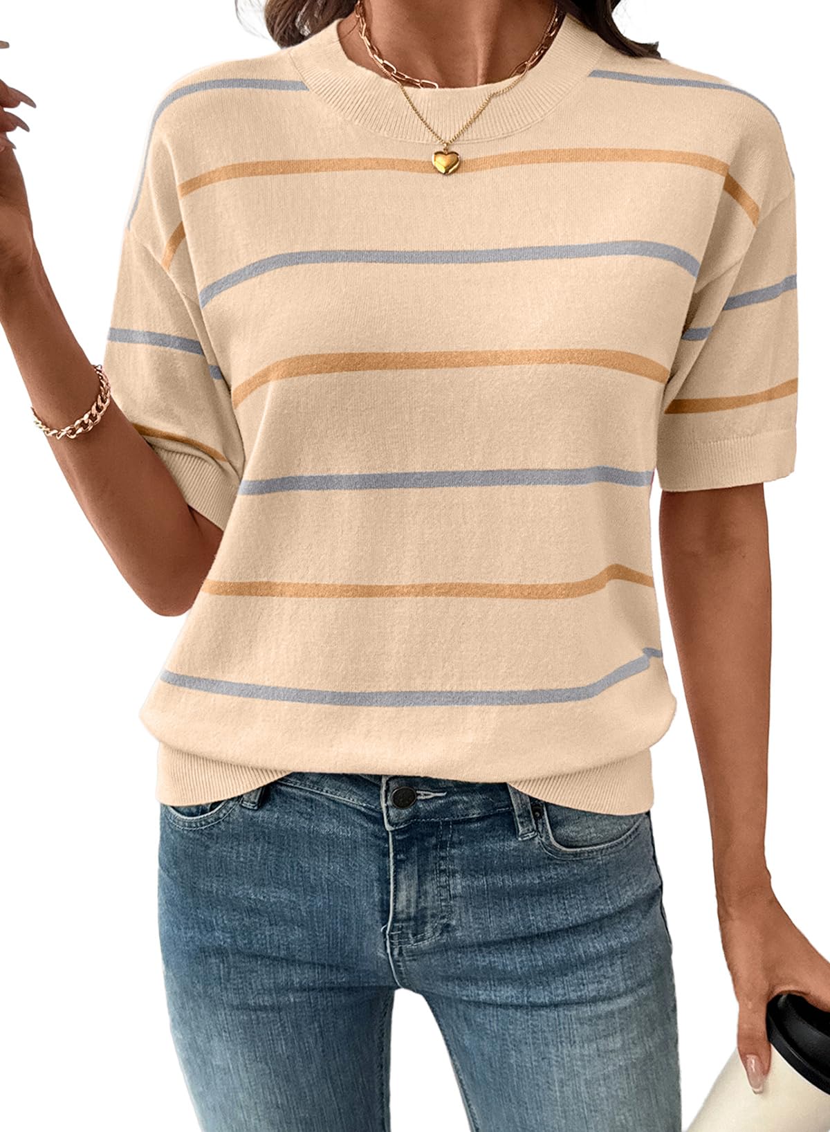 Lila | Short Sleeve Knit Striped Top