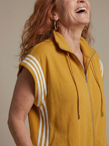 Lucille | Front-Zip Striped Panel Jumpsuit