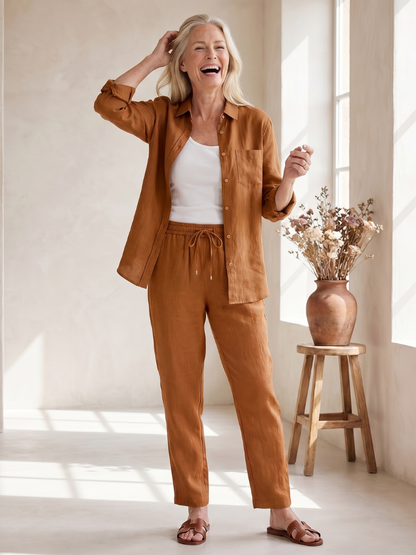 Audrey | Long Sleeve Shirt & Tapered Pants Set