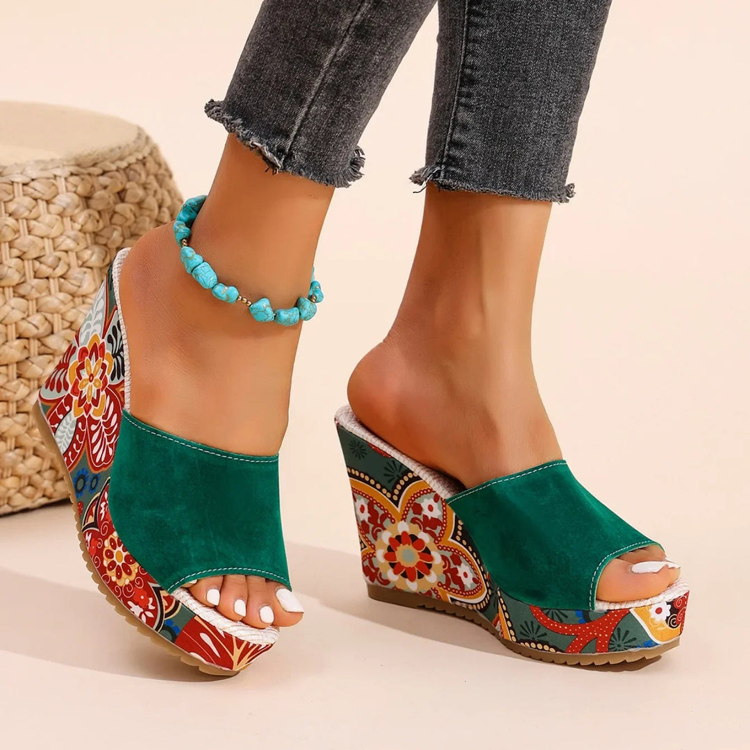 Laerke  | Floral Print Wedge Sandal