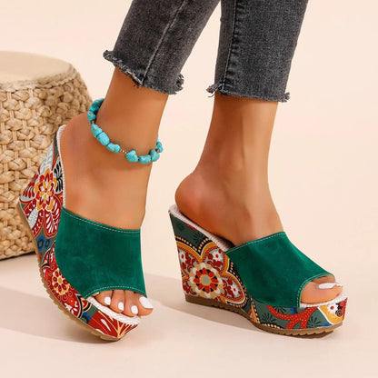Laerke  | Floral Print Wedge Sandal