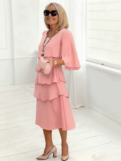 Charlotte | Elegant Split-Sleeve Midi Dress