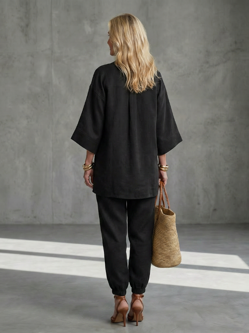 Evelyn | V-Neck Tunic & Gathered Pants Set