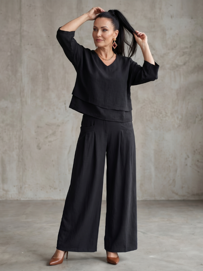 Gloria | Layered Top & Wide-Leg Pants Set