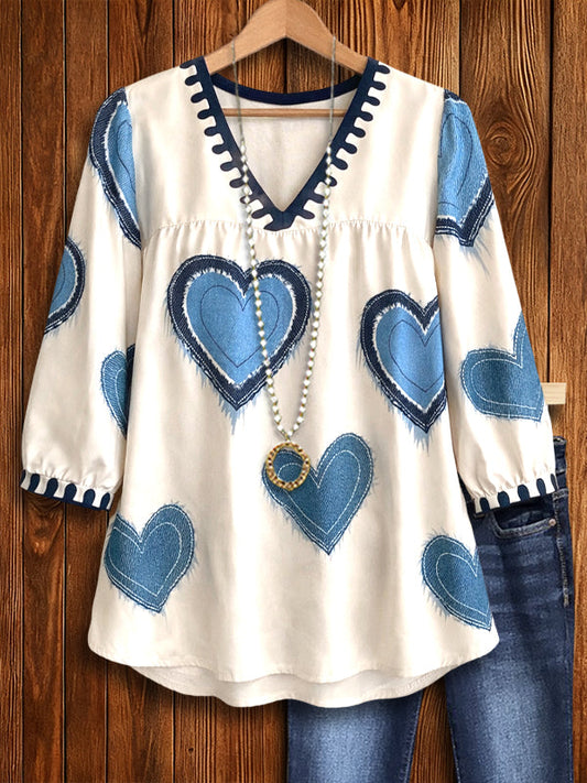 Barbara™ | V-Neck Heart Peasant Top