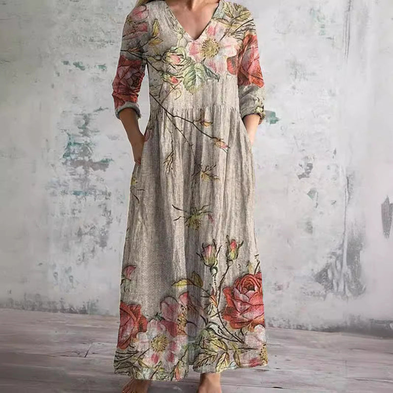 Breathable Comfort Floral Print Maxi Dress