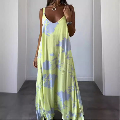Elegant Floral Print Loose Maxi Dress