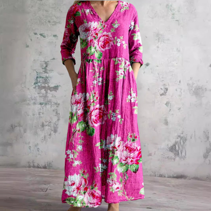 Breathable Comfort Floral Print Maxi Dress