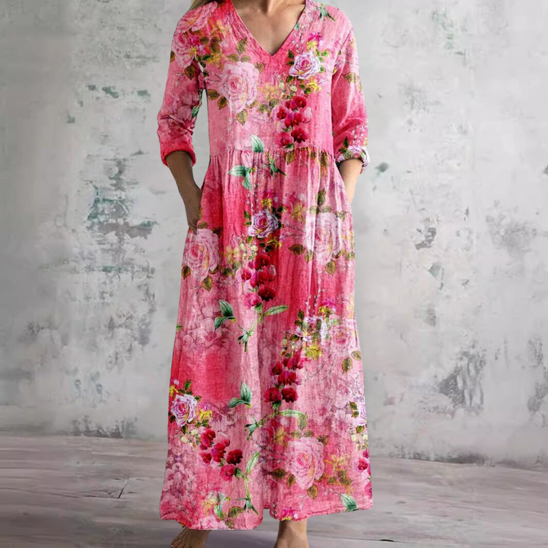 Breathable Comfort Floral Print Maxi Dress
