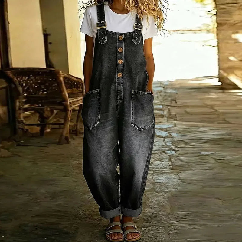 Saylor | Soft Cotton Denim-Look Overalls