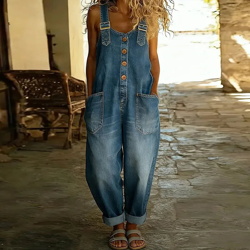 Saylor | Soft Cotton Denim-Look Overalls
