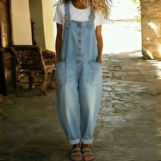 Saylor | Soft Cotton Denim-Look Overalls