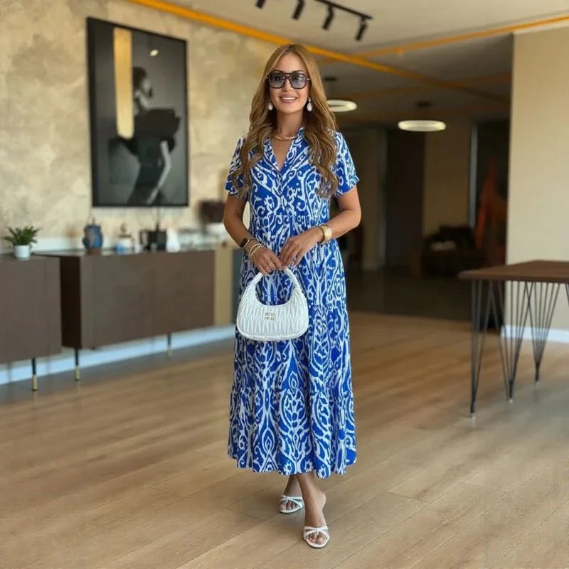 Artistic Floral Tiered Maxi Dress