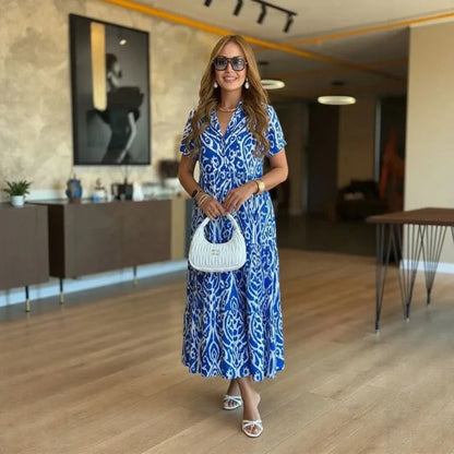 Artistic Floral Tiered Maxi Dress