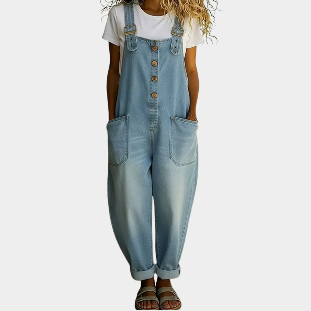 Saylor | Soft Cotton Denim-Look Overalls
