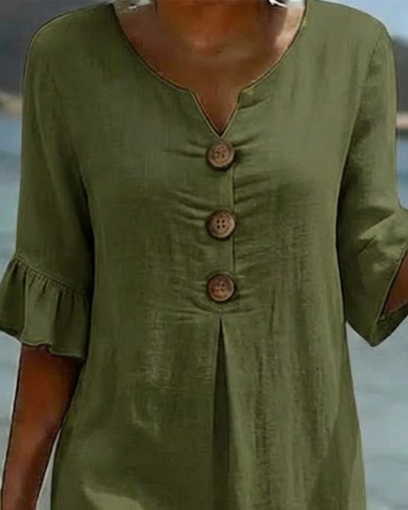 Robe Bouton Manche Volanté 100% Coton