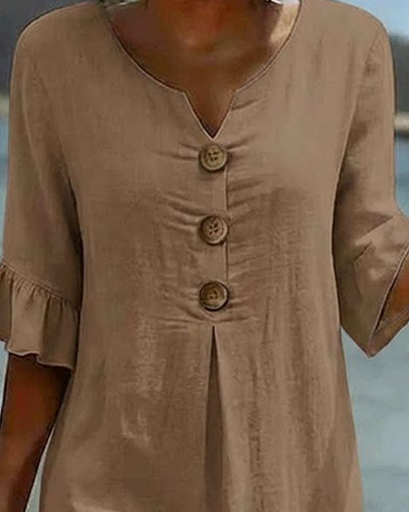 Robe Bouton Manche Volanté 100% Coton