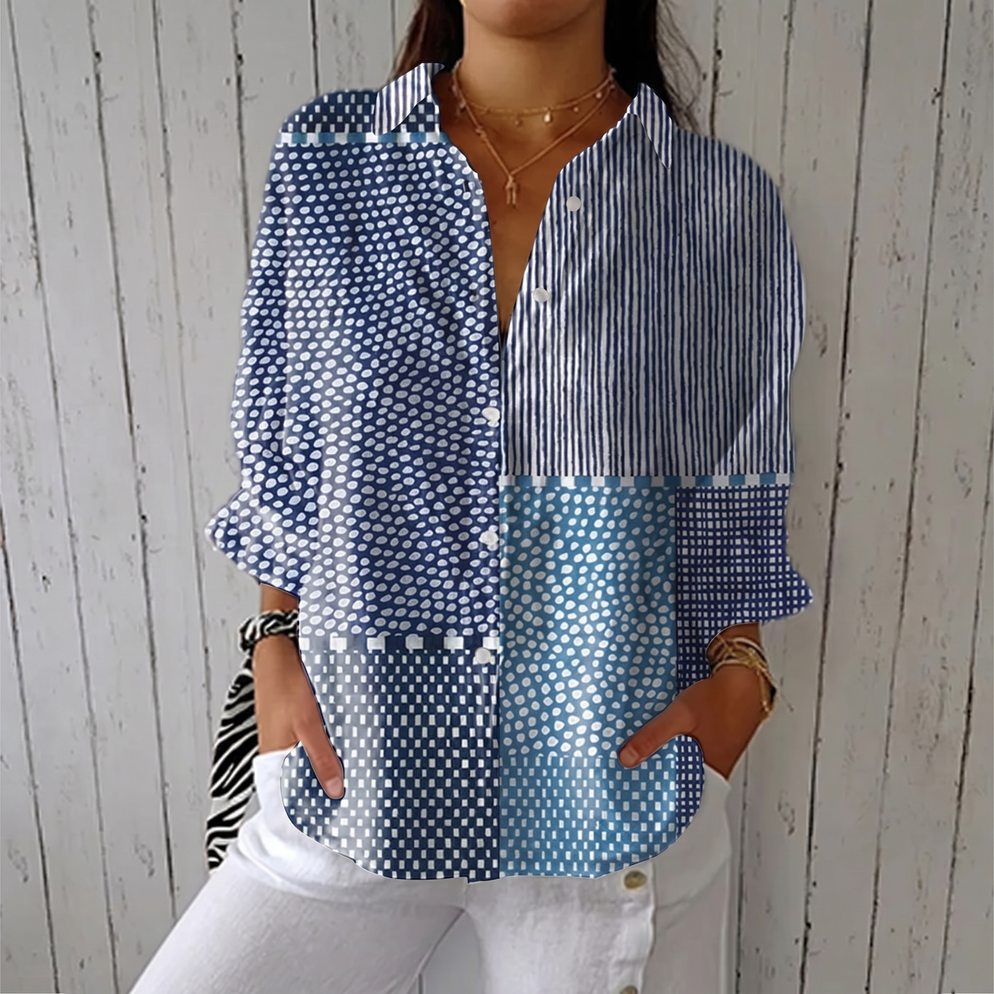 Fiora™ | Ocean Patchwork Blouse