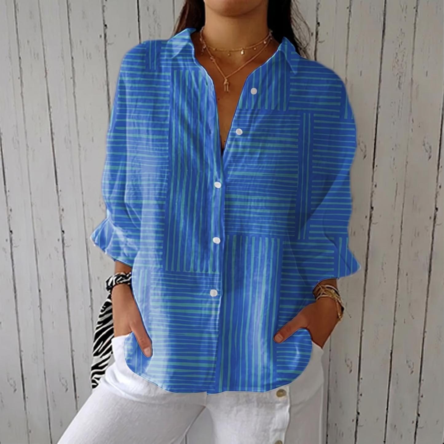 Feline™ | Azure Stripe Blouse