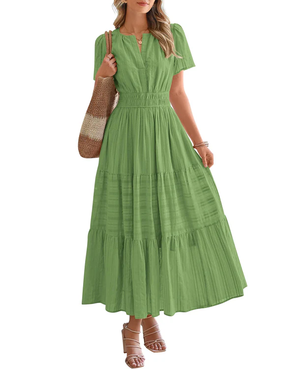 Smocked Waist Tiered Maxi Dress