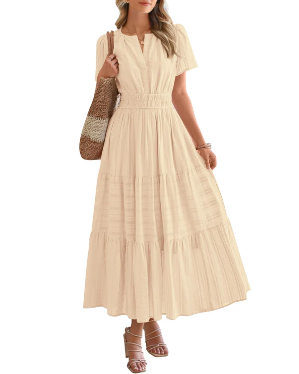 Smocked Waist Tiered Maxi Dress