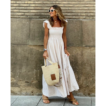 Classic Gingham Smocked Tiered Maxi Dress