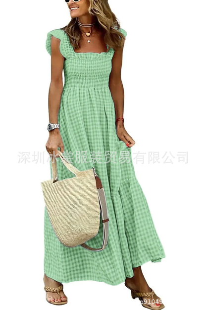 Classic Gingham Smocked Tiered Maxi Dress